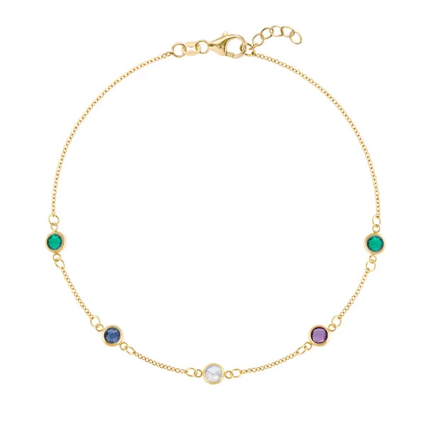 Personalized Classic 5 Birthstone Bracelet in 14k Gold sold by Haverhill