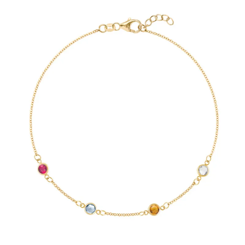Personalized Classic 4 Birthstone Bracelet in 14k Gold sold by Haverhill