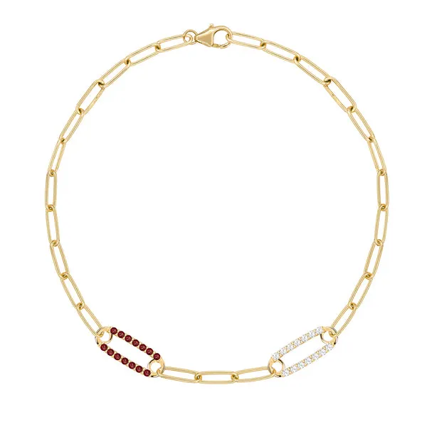 Personalized Adelaide 2 Pavé Birthstone Link Bracelet in 14k Gold sold by Haverhill