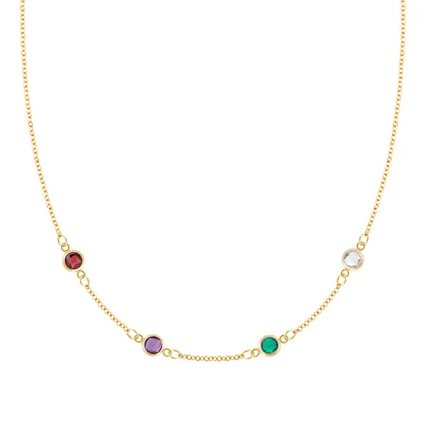 Personalized Classic 4 Birthstone Necklace in 14k Gold sold by Haverhill