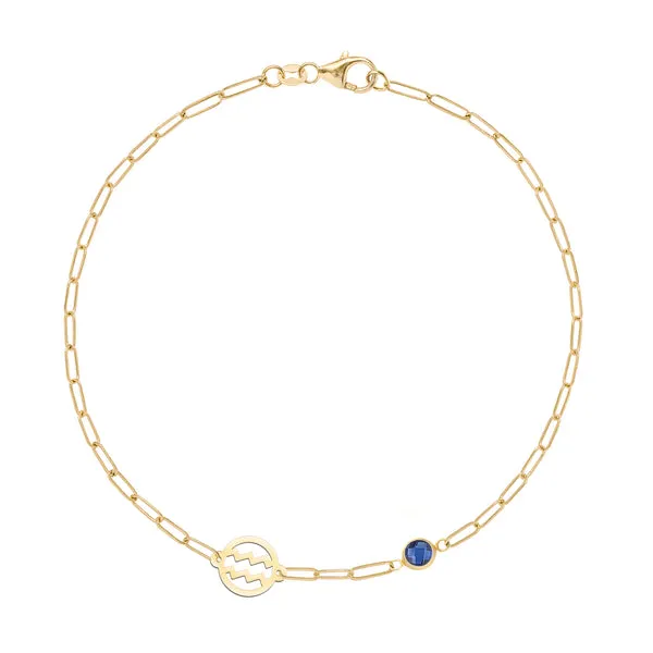Personalized Zodiac & Birthstone Adelaide Mini Bracelet in 14k Gold sold by Haverhill