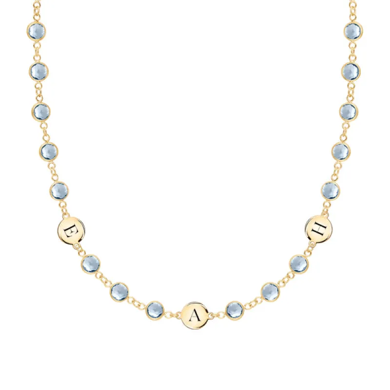 Personalized Newport 3 Letter Birthstone Necklace in 14k Gold sold by Haverhill