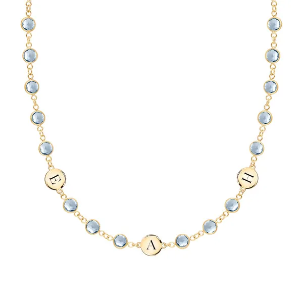 Personalized Newport 3 Letter Birthstone Necklace in 14k Gold sold by Haverhill