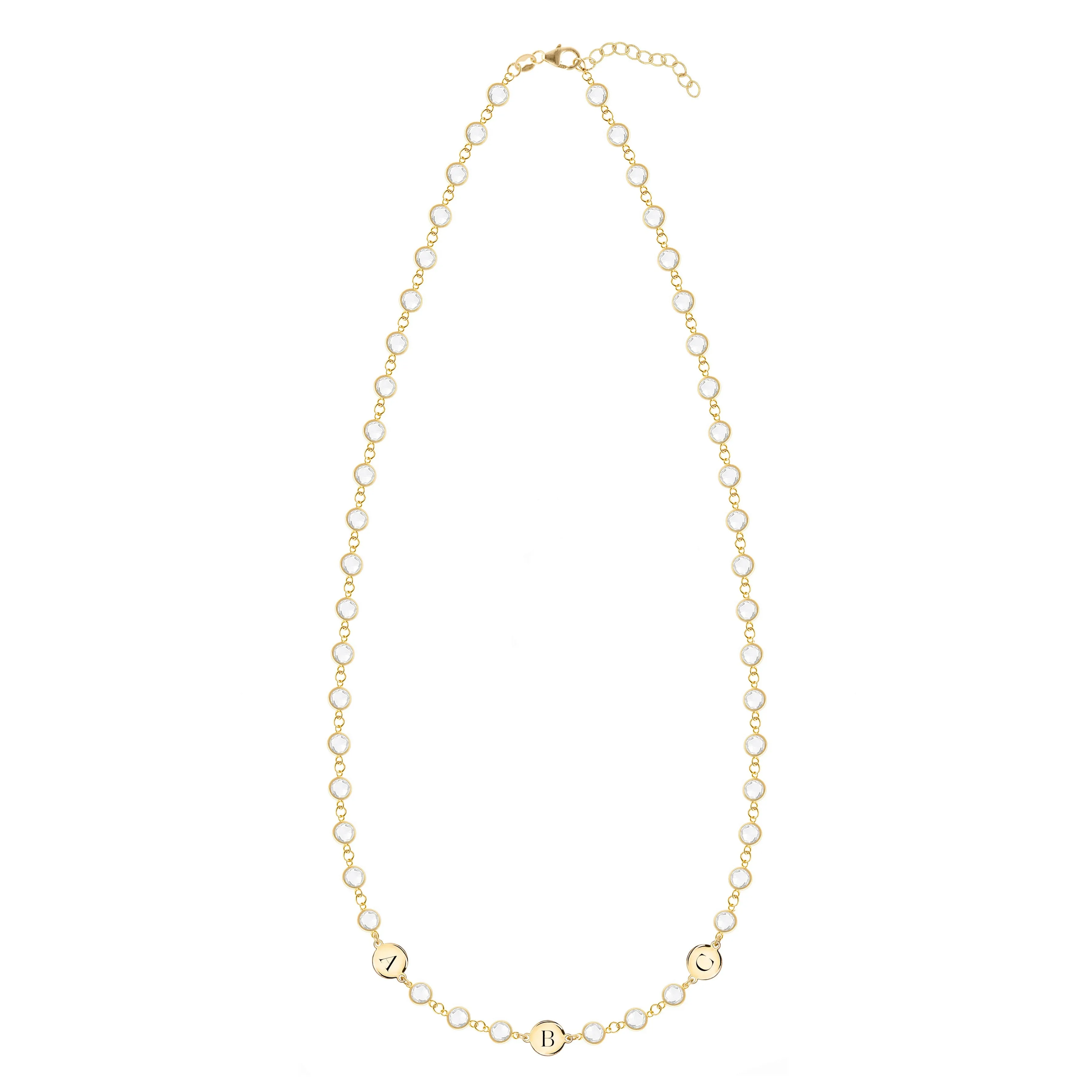 Personalized Newport 3 Letter Birthstone Necklace in 14k Gold sold by Haverhill product image thumbnail 4