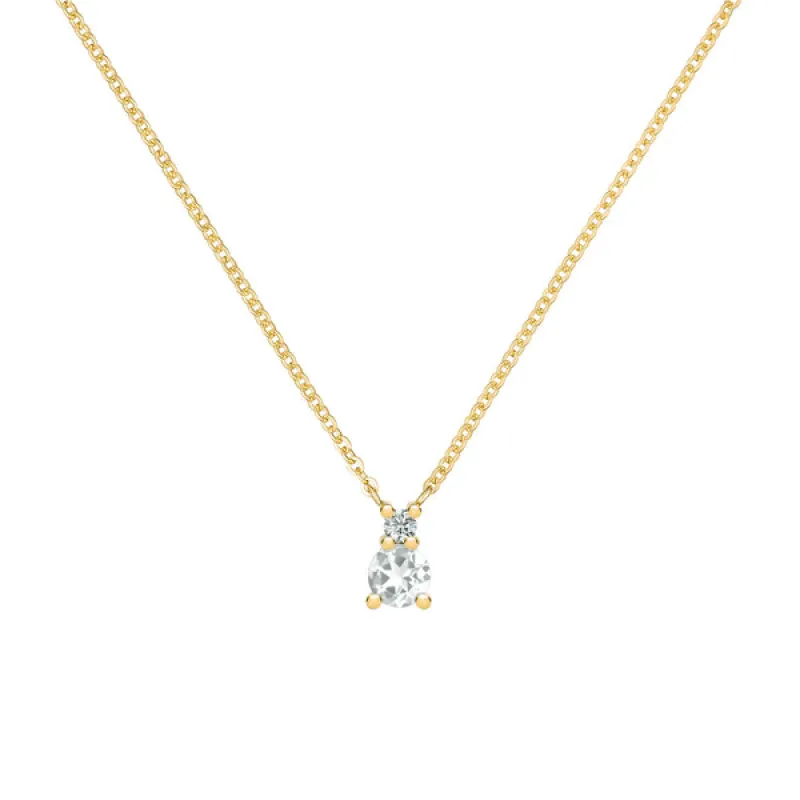 Personalized Greenwich Solitaire Birthstone & Diamond Necklace in 14k Gold sold by Haverhill