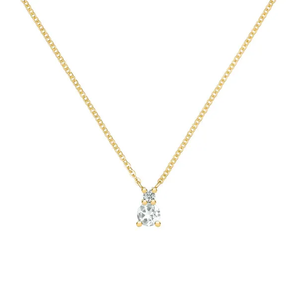 Personalized Greenwich Solitaire Birthstone & Diamond Necklace in 14k Gold sold by Haverhill