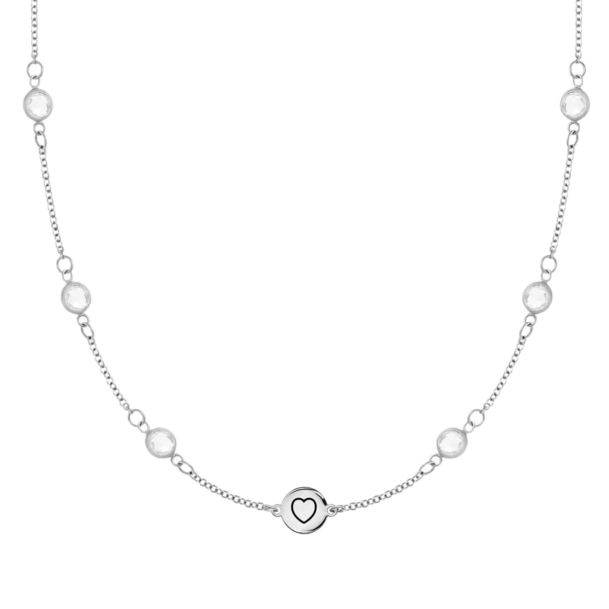 Personalized Heart Disc & Classic 6 Birthstone Necklace in 14k Gold sold by Haverhill product image thumbnail 5