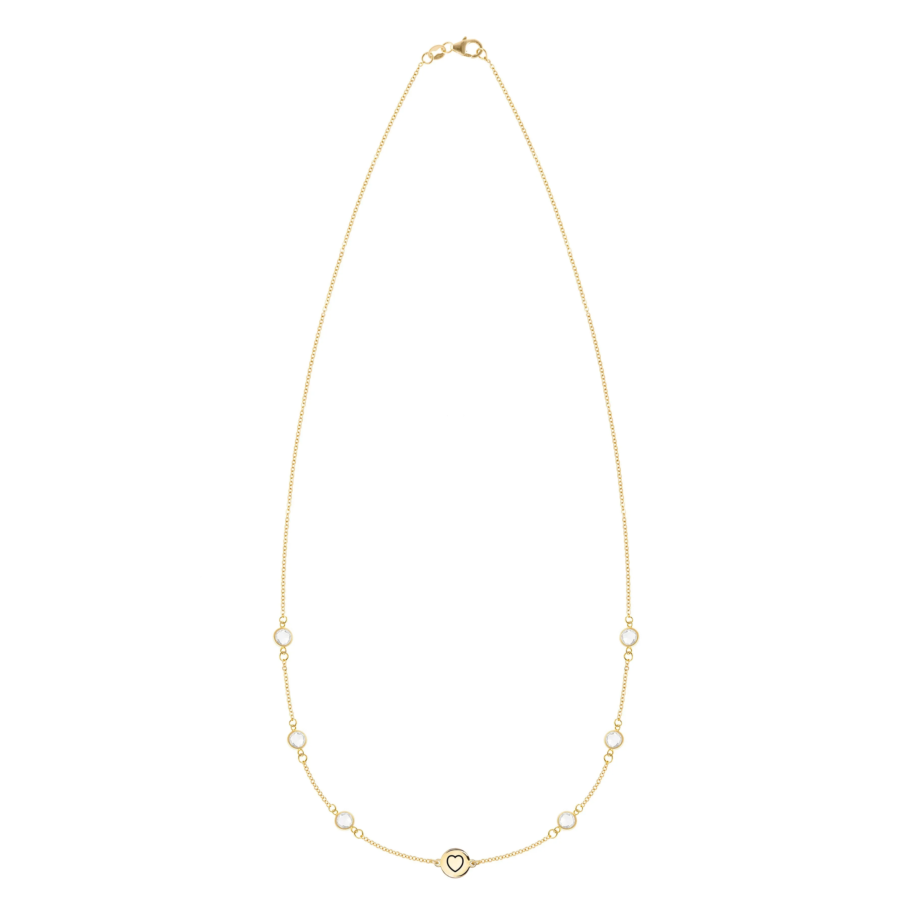 Personalized Heart Disc & Classic 6 Birthstone Necklace in 14k Gold sold by Haverhill product image thumbnail 3
