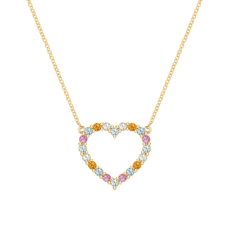 Personalized Rosecliff Heart Birthstone Necklace in 14k Gold sold by Haverhill