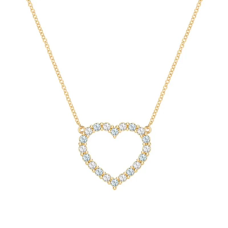 Personalized Rosecliff Heart Birthstone Necklace in 14k Gold sold by Haverhill