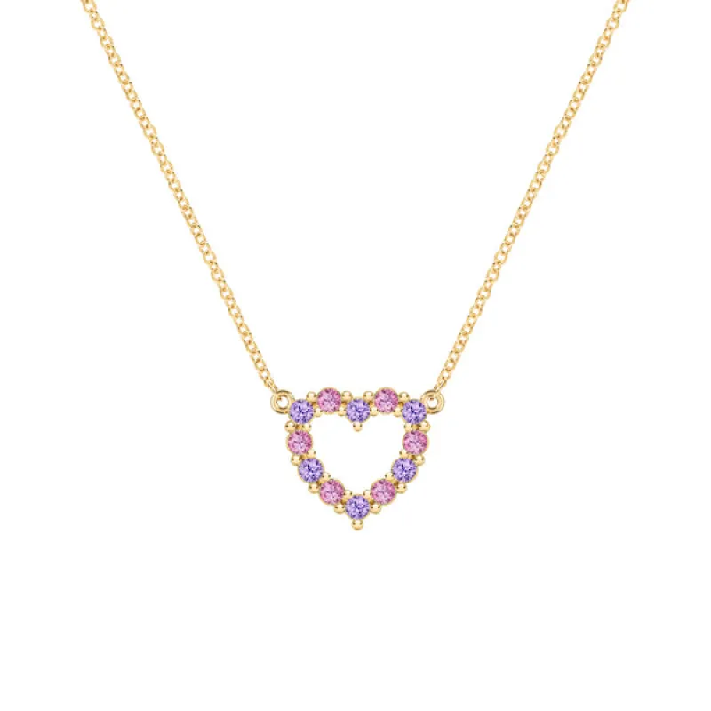 Personalized Rosecliff Small Heart Birthstone Necklace in 14k Gold sold by Haverhill