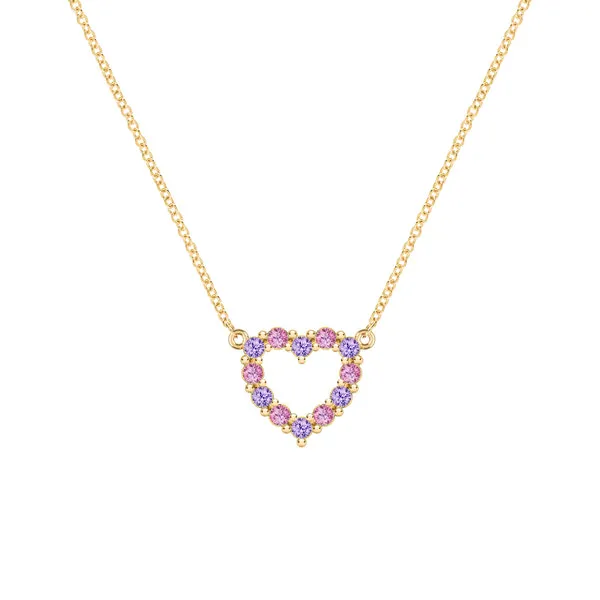 Personalized Rosecliff Small Heart Birthstone Necklace in 14k Gold sold by Haverhill