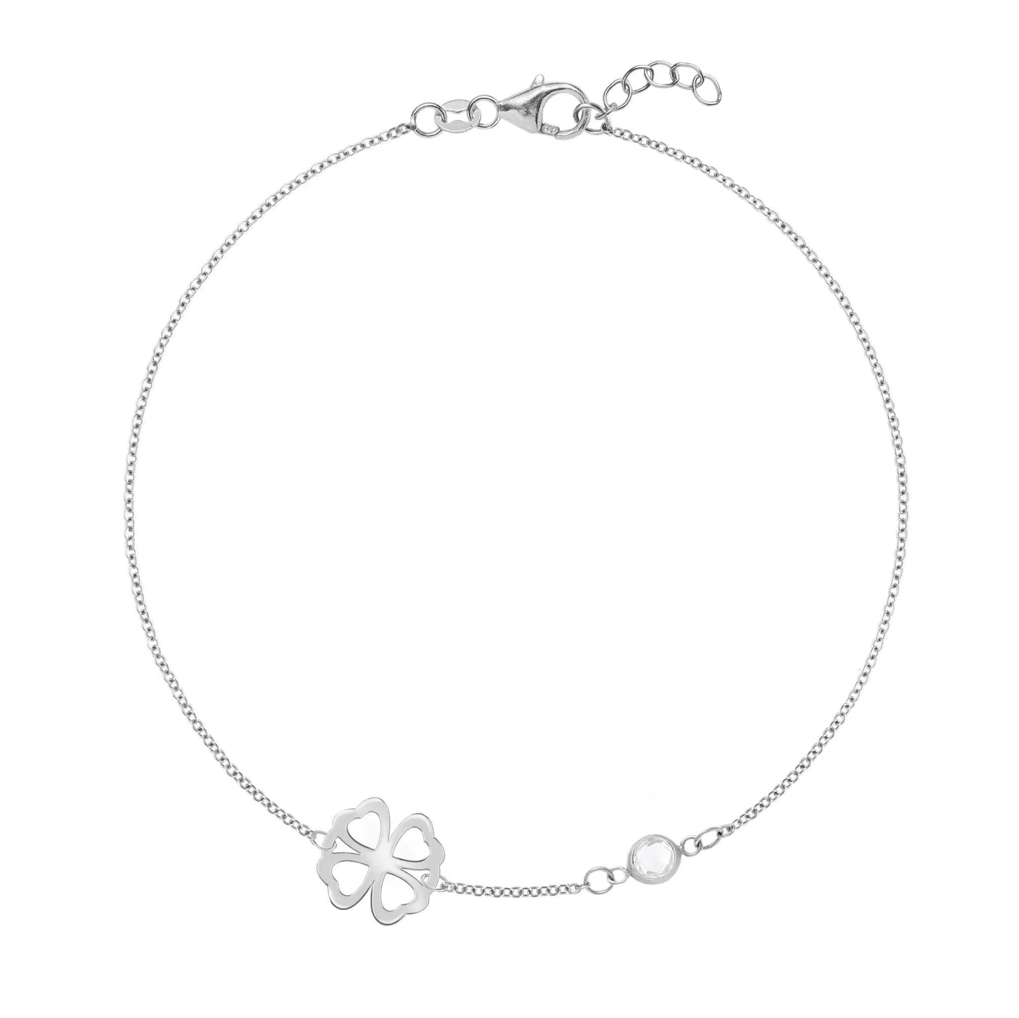 Personalized Classic Clover & 1 Birthstone Bracelet in 14k Gold sold by Haverhill product image thumbnail 5