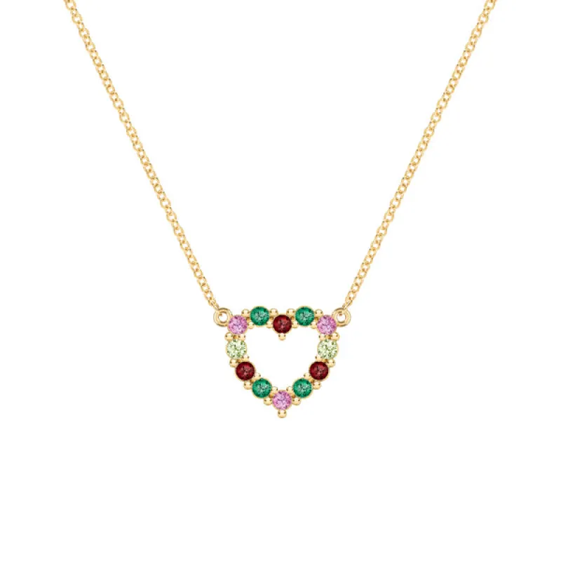 Personalized Rosecliff Small Heart Birthstone Necklace in 14k Gold sold by Haverhill