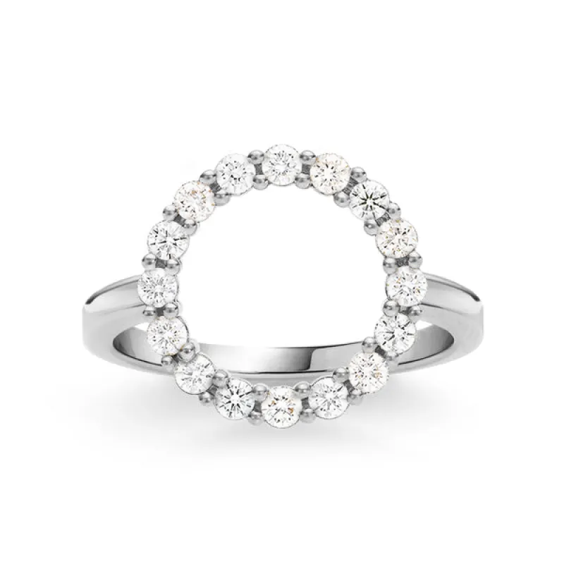 Personalized Rosecliff Circle Birthstone Ring in 14k Gold sold by Haverhill