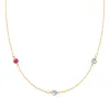 Personalized Classic 3 Birthstone Necklace in 14k Gold sold by Haverhill