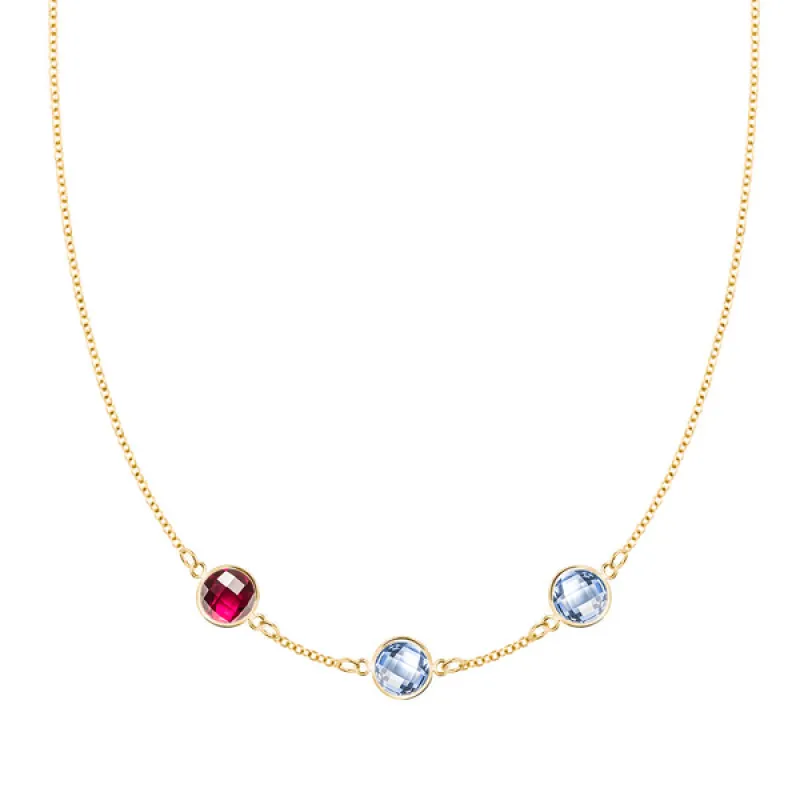 Personalized Grand 3 Birthstone Necklace in 14k Gold sold by Haverhill