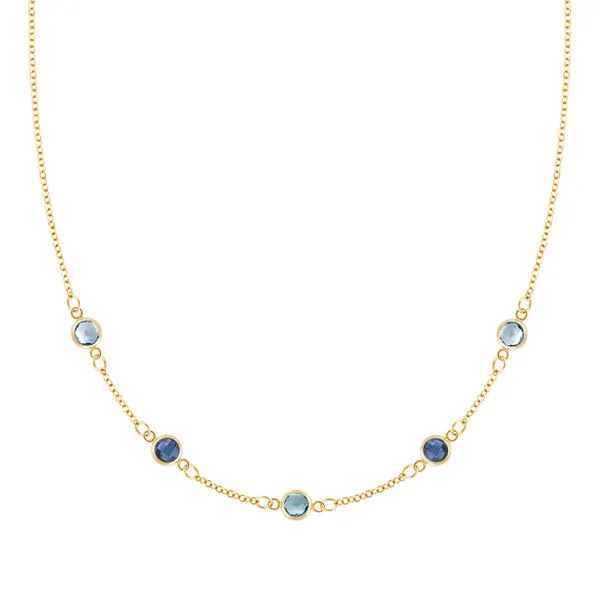 Personalized Classic 5 Birthstone Necklace in 14k Gold sold by Haverhill