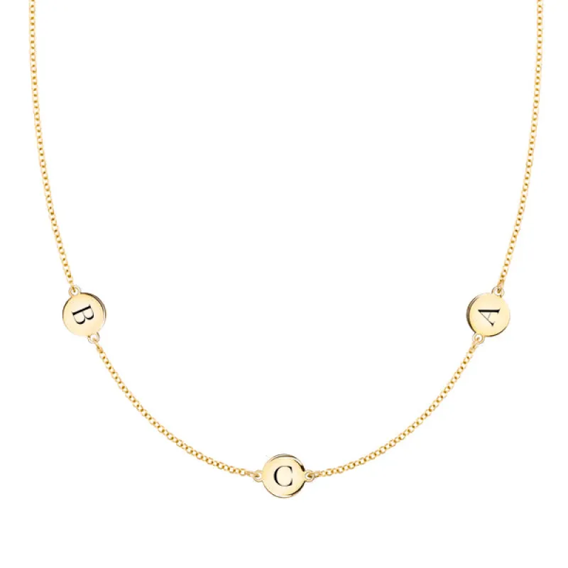 Personalized 3 Letter Necklace in 14k Gold (Double Spacing) sold by Haverhill