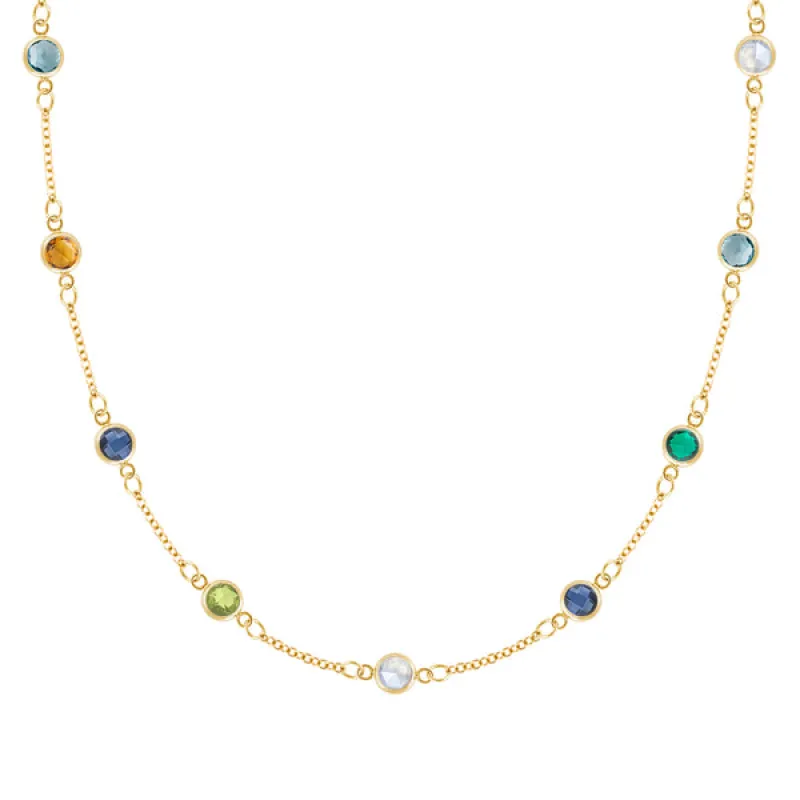 Personalized Classic 9 Birthstone Necklace in 14k Gold sold by Haverhill