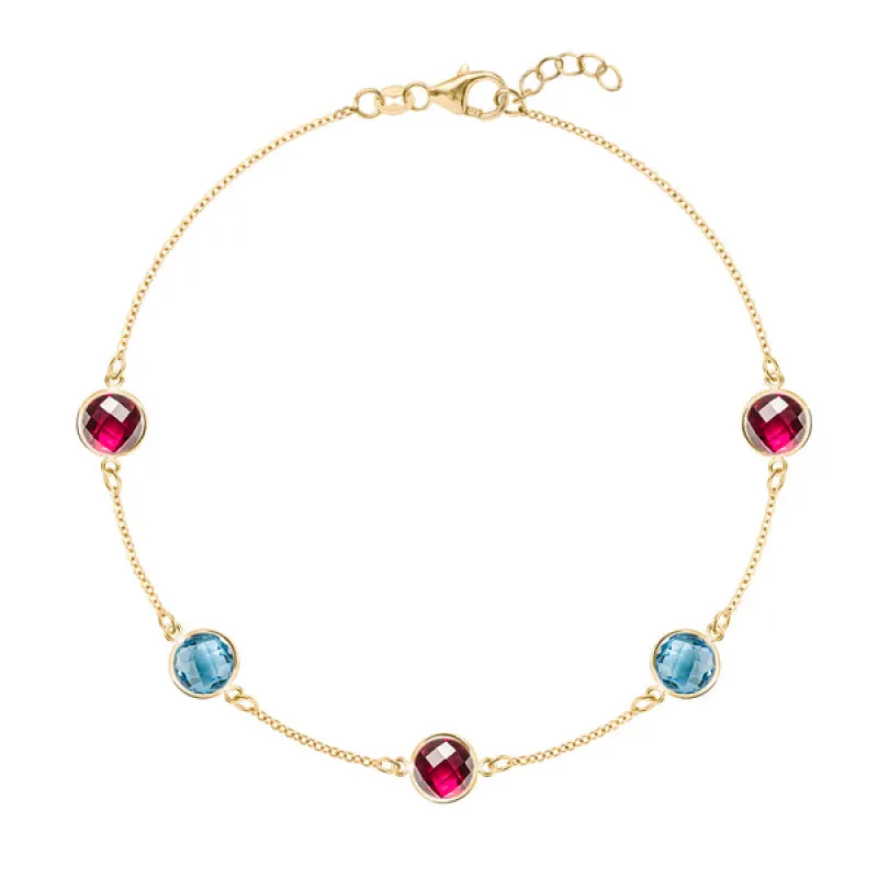 Personalized Grand 5 Birthstone Bracelet in 14k Gold sold by Haverhill