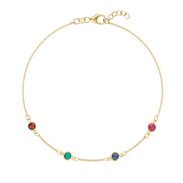 Personalized Classic 4 Birthstone Bracelet in 14k Gold sold by Haverhill