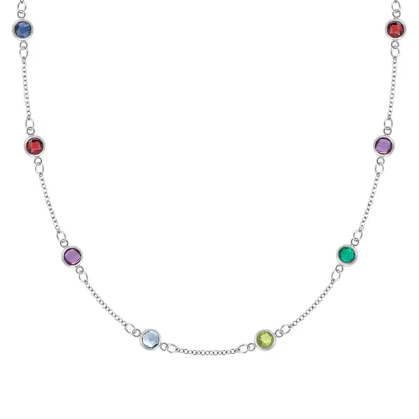 Personalized Classic 8 Birthstone Necklace in 14k Gold sold by Haverhill
