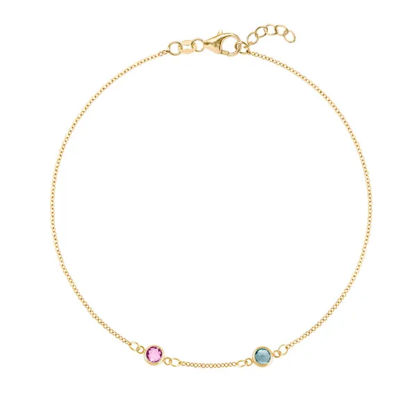 Personalized Classic 2 Birthstone Bracelet in 14k Gold sold by Haverhill
