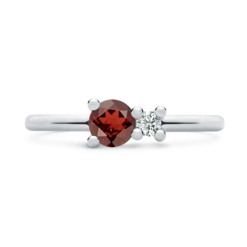 Personalized Greenwich Solitaire Birthstone & Diamond Ring in 14k Gold sold by Haverhill