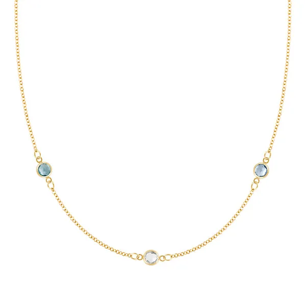 Personalized Classic 3 Birthstone Necklace in 14k Gold sold by Haverhill