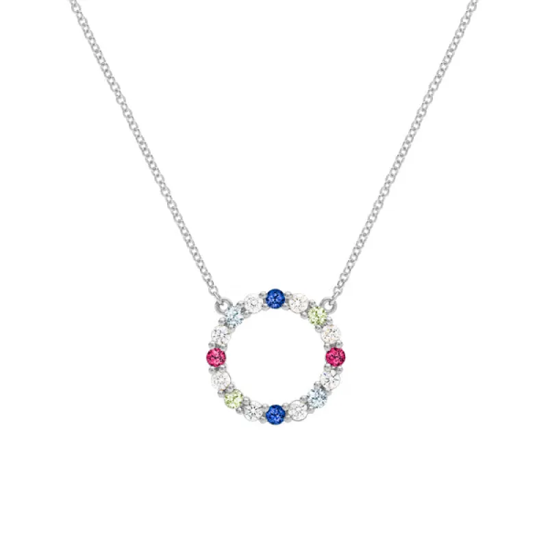 Personalized Rosecliff Circle Birthstone Necklace in 14k Gold sold by Haverhill