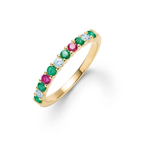 Personalized Rosecliff Birthstone Stackable Ring in 14k Gold sold by Haverhill