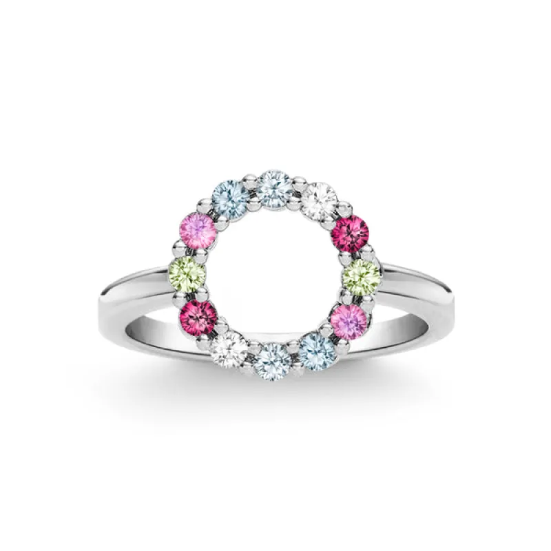 Personalized Rosecliff Small Circle Birthstone Ring in 14k Gold sold by Haverhill