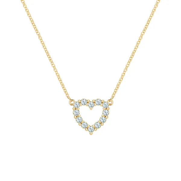 Personalized Rosecliff Small Heart Birthstone Necklace in 14k Gold sold by Haverhill