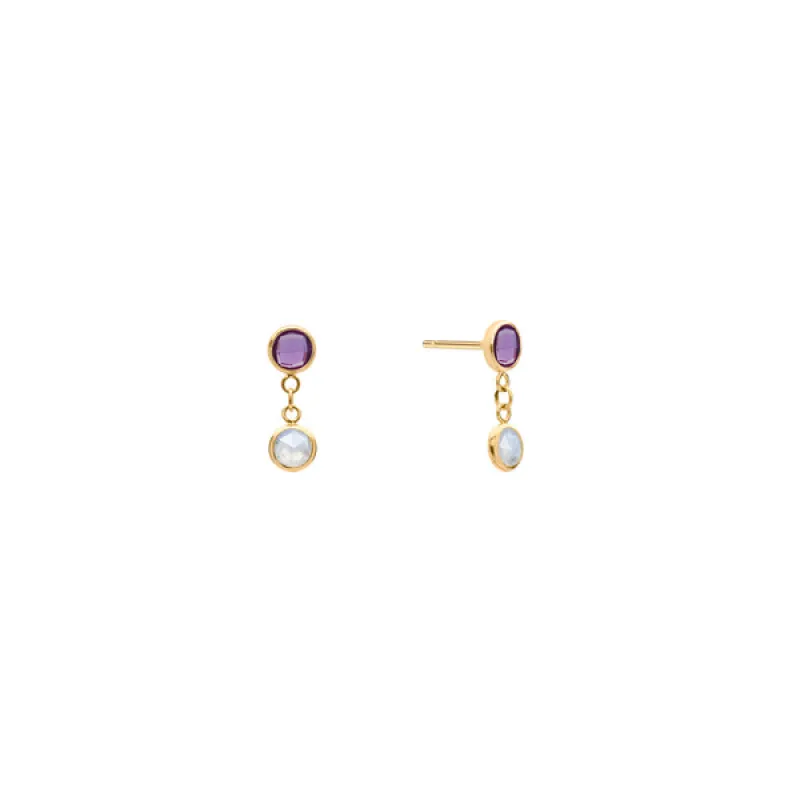 Personalized Classic 2 Birthstone Earrings in 14k Gold sold by Haverhill