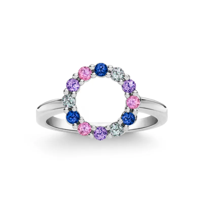 Personalized Rosecliff Small Circle Birthstone Ring in 14k Gold sold by Haverhill