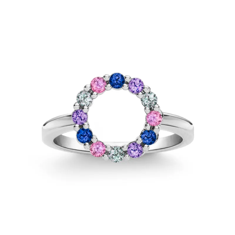 Personalized Rosecliff Small Circle Birthstone Ring in 14k Gold sold by Haverhill