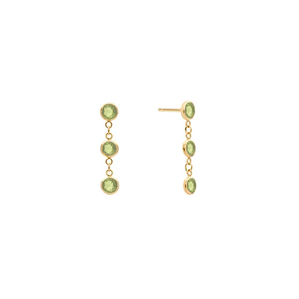 Personalized Classic 3 Birthstone Earrings in 14k Gold sold by Haverhill