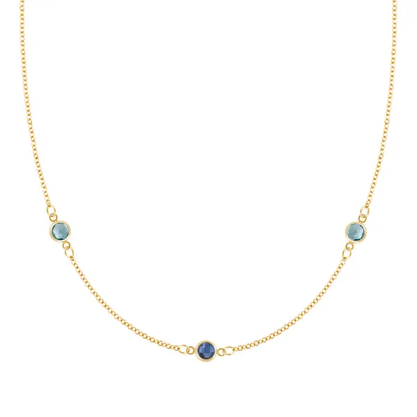 Personalized Classic 3 Birthstone Necklace in 14k Gold sold by Haverhill