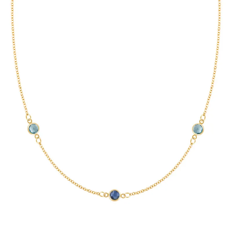 Personalized Classic 3 Birthstone Necklace in 14k Gold sold by Haverhill