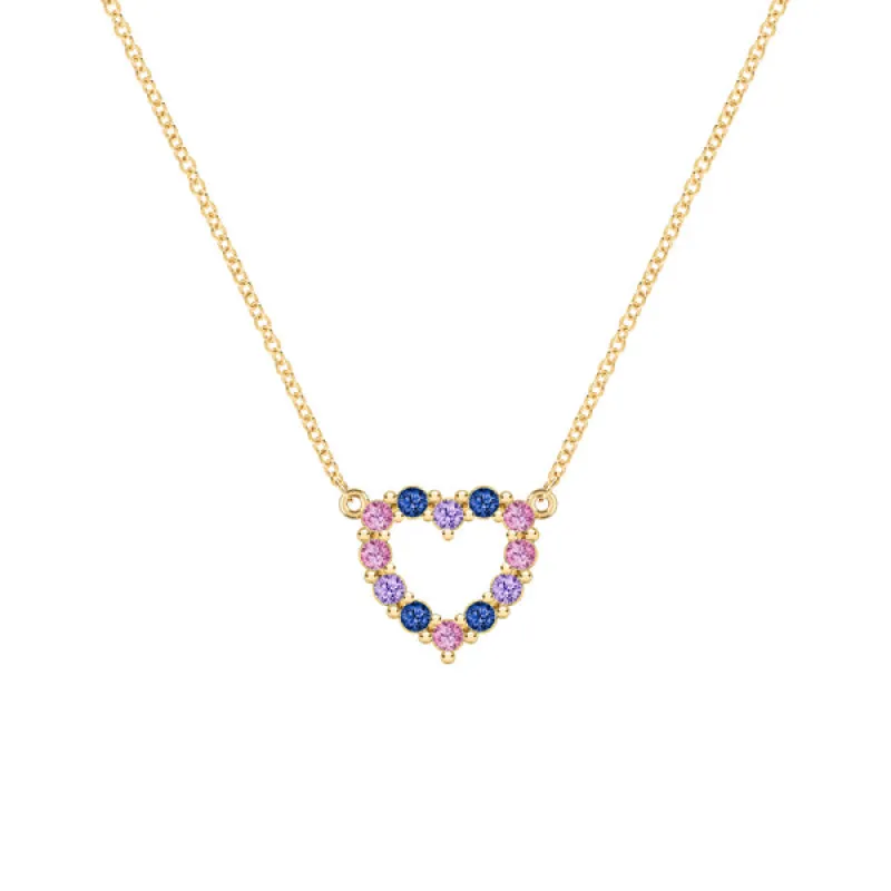 Personalized Rosecliff Small Heart Birthstone Necklace in 14k Gold sold by Haverhill