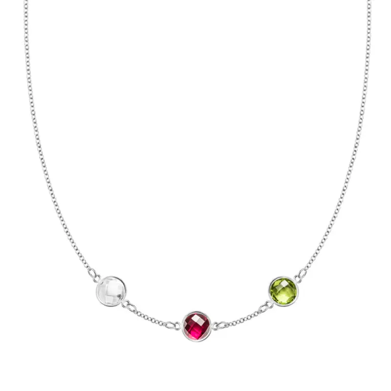 Personalized Grand 3 Birthstone Necklace in 14k Gold sold by Haverhill
