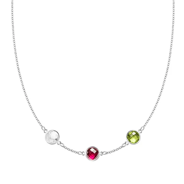 Personalized Grand 3 Birthstone Necklace in 14k Gold sold by Haverhill