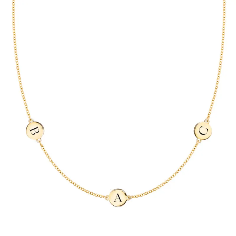Personalized 3 Letter Necklace in 14k Gold (Double Spacing) sold by Haverhill