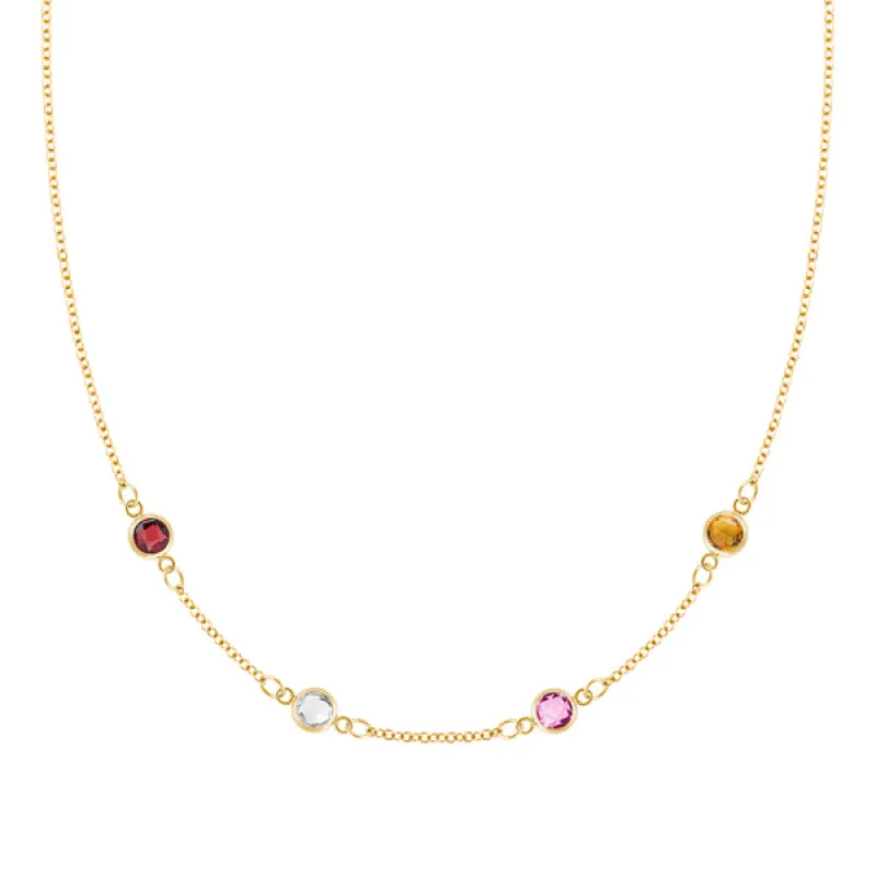 Personalized Classic 4 Birthstone Necklace in 14k Gold sold by Haverhill