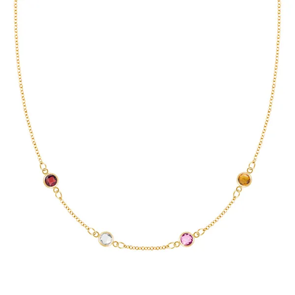 Personalized Classic 4 Birthstone Necklace in 14k Gold sold by Haverhill
