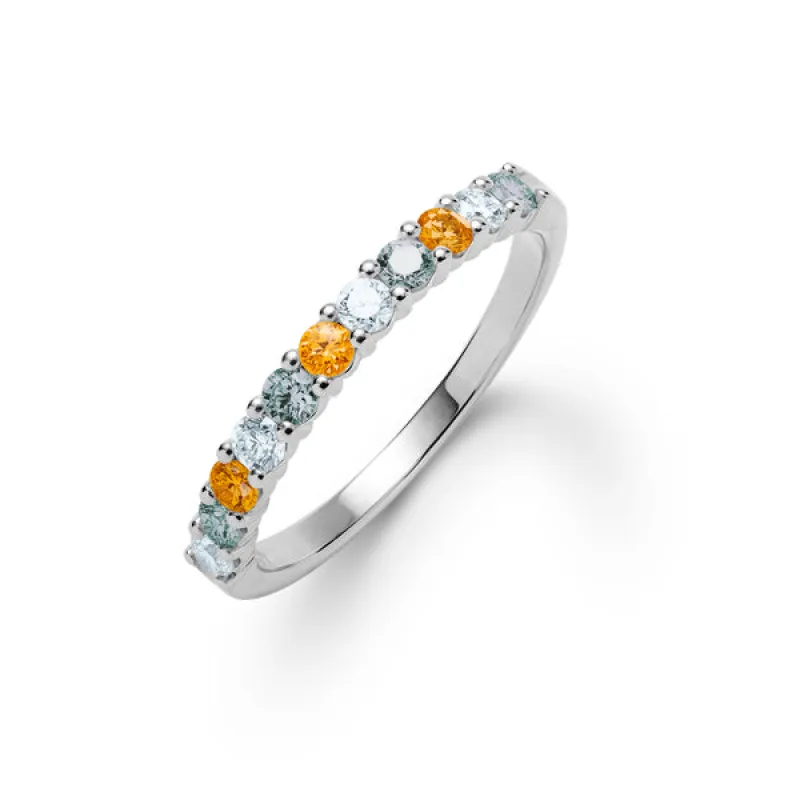 Personalized Rosecliff Birthstone Stackable Ring in 14k Gold sold by Haverhill