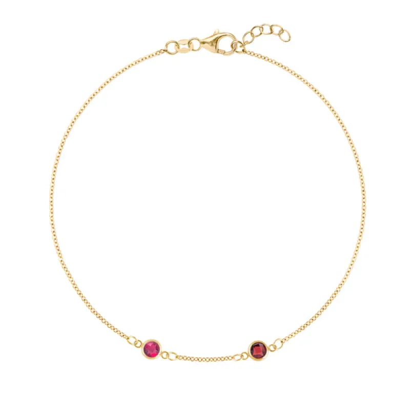 Personalized Classic 2 Birthstone Bracelet in 14k Gold sold by Haverhill