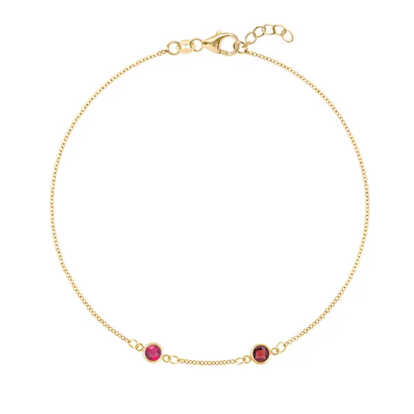 Personalized Classic 2 Birthstone Bracelet in 14k Gold sold by Haverhill