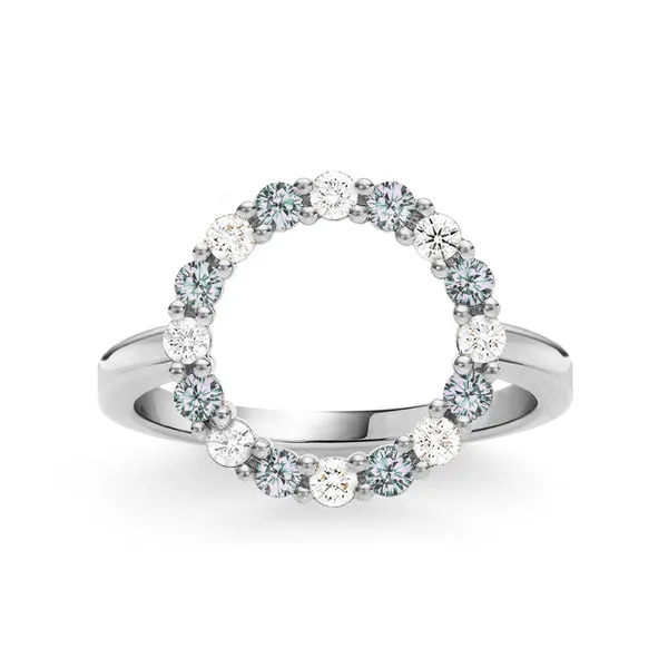 Personalized Rosecliff Circle Birthstone Ring in 14k Gold sold by Haverhill